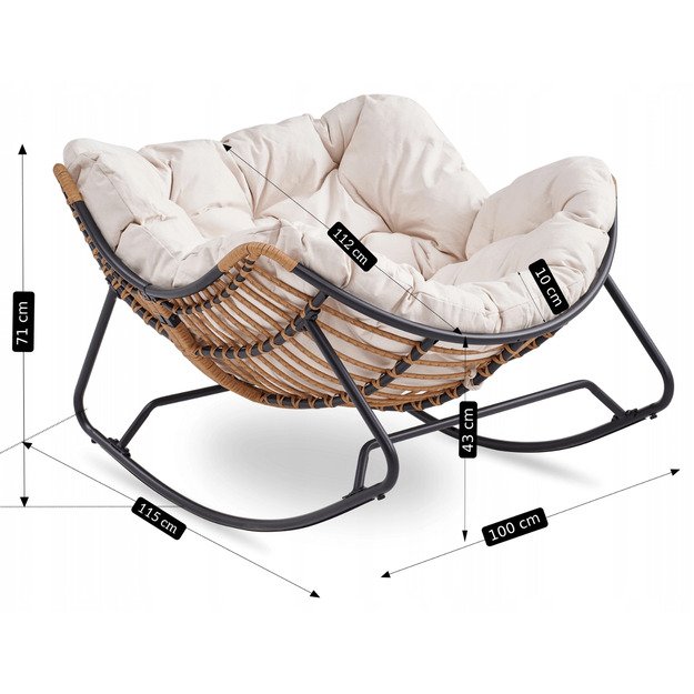 Eltonas ELTON supamoji sodo kėdė ant pakeliamų slydimų, smėlio spalvos, moderni 4