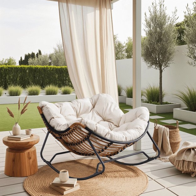 Eltonas ELTON supamoji sodo kėdė ant pakeliamų slydimų, smėlio spalvos, moderni