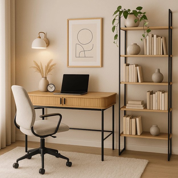 Triša TRISH išskleidžiamas rašomasis stalas, 120 cm, ąžuolo raštas, modernus lofto stiliaus