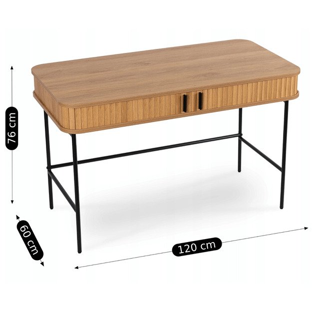 Triša TRISH išskleidžiamas rašomasis stalas, 120 cm, ąžuolo raštas, modernus lofto stiliaus 6