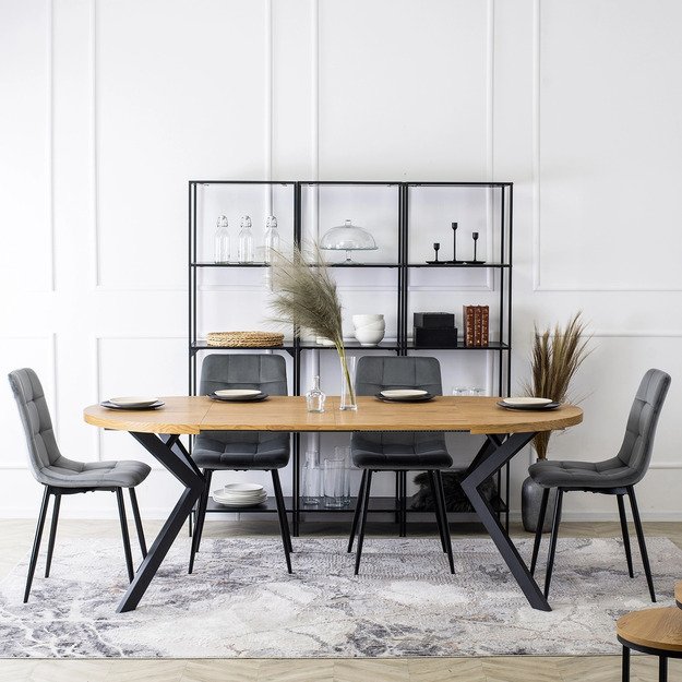  PERU Minkštas svetainės krėslas RICK pilkas aksomas modernus loftas 5