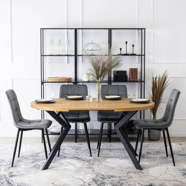  PERU Minkštas svetainės krėslas RICK pilkas aksomas modernus loftas 7