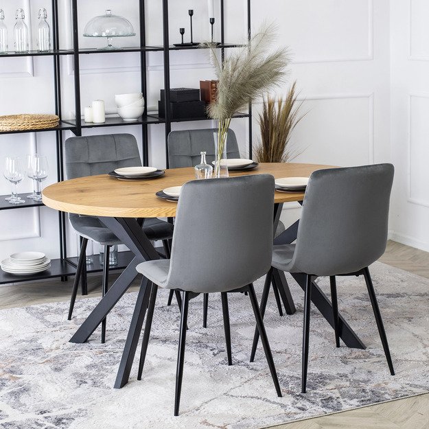  PERU Minkštas svetainės krėslas RICK pilkas aksomas modernus loftas 6