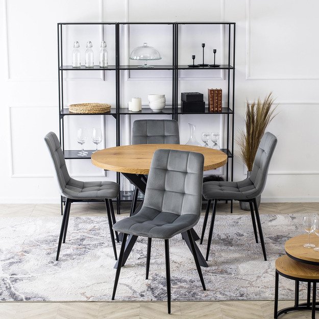  PERU Minkštas svetainės krėslas RICK pilkas aksomas modernus loftas 1