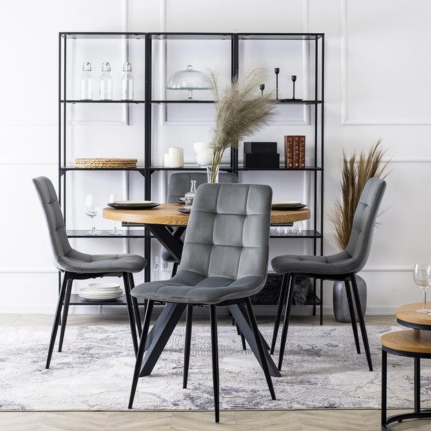  PERU Minkštas svetainės krėslas RICK pilkas aksomas modernus loftas 2