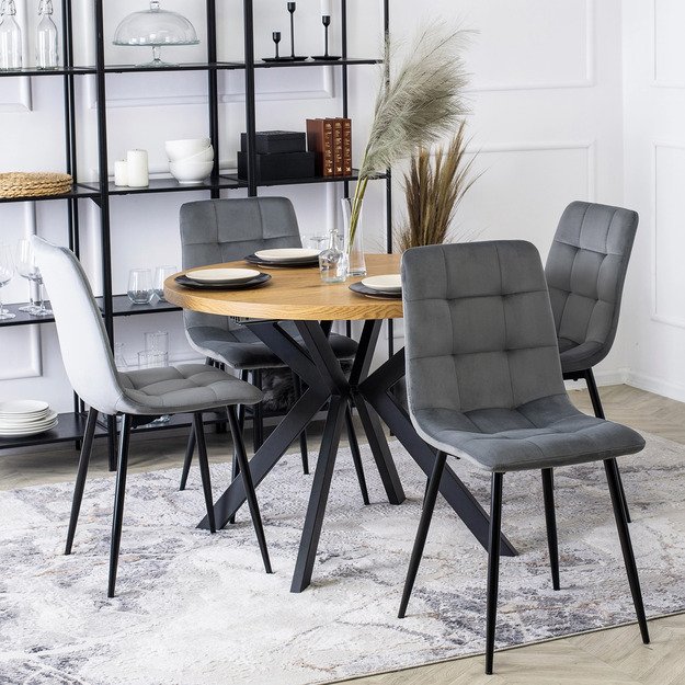  PERU Minkštas svetainės krėslas RICK pilkas aksomas modernus loftas 3