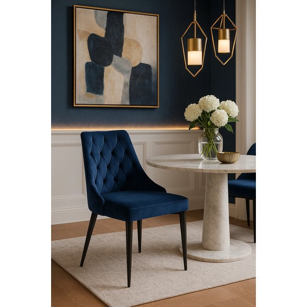 Korkas Apmuštas svetainės krėslas, kamštinis, melynas aksomas, modernus loftas