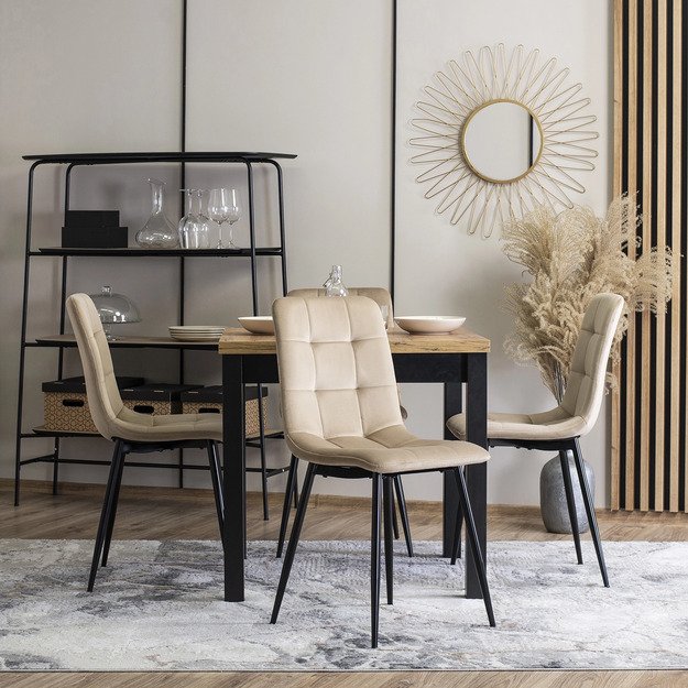 Peru Valgomojo kėdė, apmuštas, PERU, smėlio spalvos, aksominis, modernus loftas 1