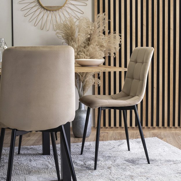 Peru Valgomojo kėdė, apmuštas, PERU, smėlio spalvos, aksominis, modernus loftas 5