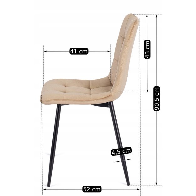 Peru Valgomojo kėdė, apmuštas, PERU, smėlio spalvos, aksominis, modernus loftas 12