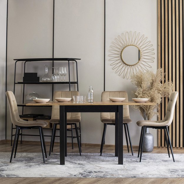 Peru Valgomojo kėdė, apmuštas, PERU, smėlio spalvos, aksominis, modernus loftas 2