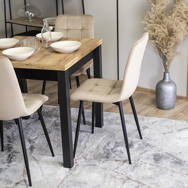 Peru Valgomojo kėdė, apmuštas, PERU, smėlio spalvos, aksominis, modernus loftas 4