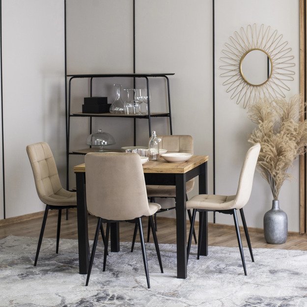 Peru Valgomojo kėdė, apmuštas, PERU, smėlio spalvos, aksominis, modernus loftas 3