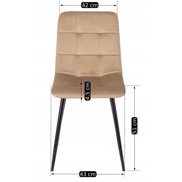 Peru Valgomojo kėdė, apmuštas, PERU, smėlio spalvos, aksominis, modernus loftas 11