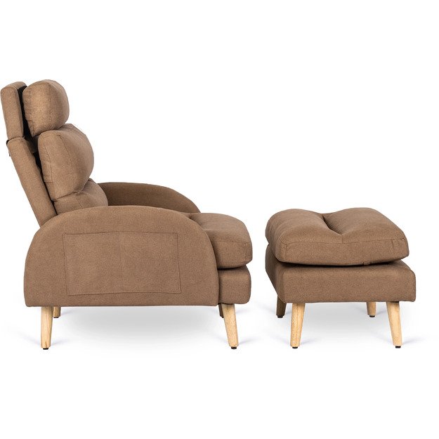 Henris HENRY poilsio krėslas su pakoja, rudas, modernus lofto stilius 6