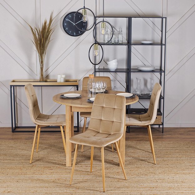 Fredis FREDY apmuštas valgomojo krėslas, smėlio spalvos, aksomas, modernus loftas 1