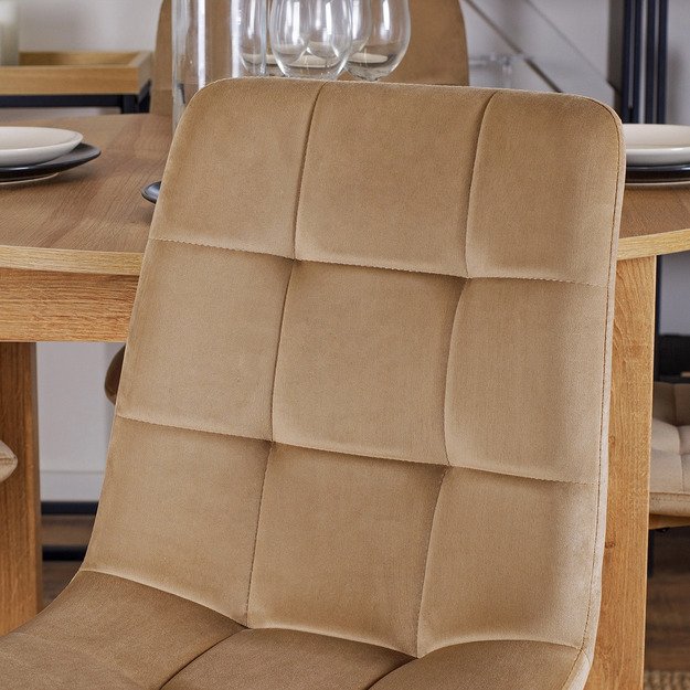 Fredis FREDY apmuštas valgomojo krėslas, smėlio spalvos, aksomas, modernus loftas 5