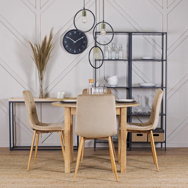 Fredis FREDY apmuštas valgomojo krėslas, smėlio spalvos, aksomas, modernus loftas 2