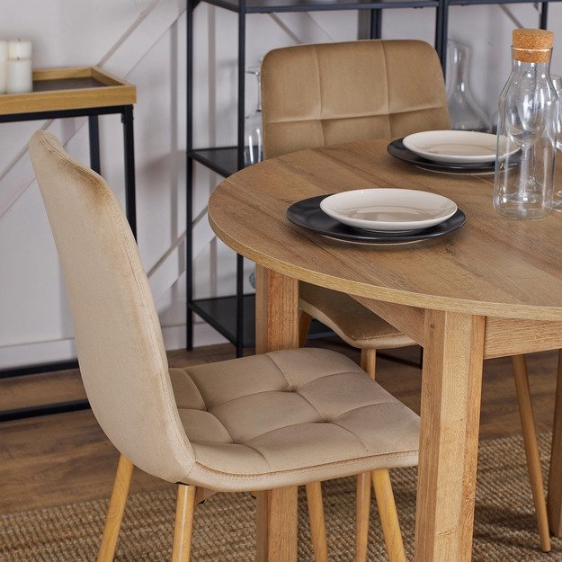 Fredis FREDY apmuštas valgomojo krėslas, smėlio spalvos, aksomas, modernus loftas 7