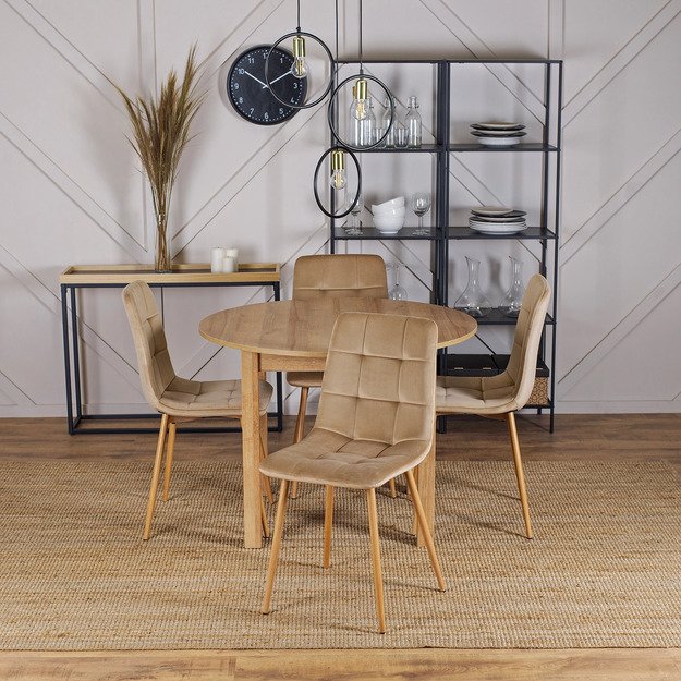 Fredis FREDY apmuštas valgomojo krėslas, smėlio spalvos, aksomas, modernus loftas 6