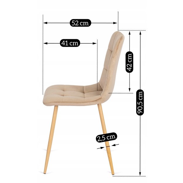Fredis FREDY apmuštas valgomojo krėslas, smėlio spalvos, aksomas, modernus loftas 12