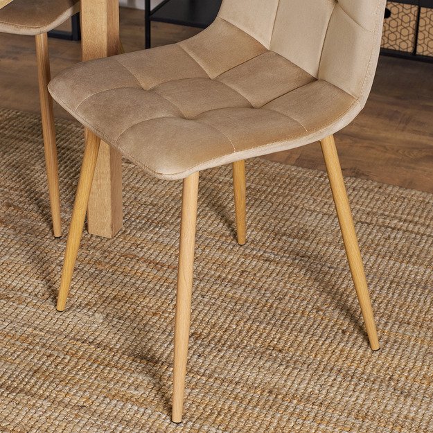 Fredis FREDY apmuštas valgomojo krėslas, smėlio spalvos, aksomas, modernus loftas 4