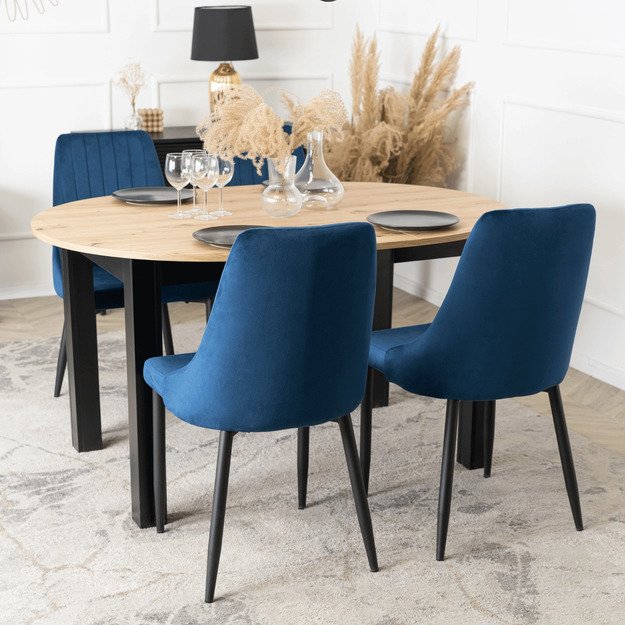 Baris BARI mėlynas aksomo modernus apmuštas valgomojo krėslas 4