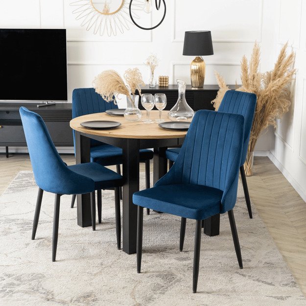 Baris BARI mėlynas aksomo modernus apmuštas valgomojo krėslas