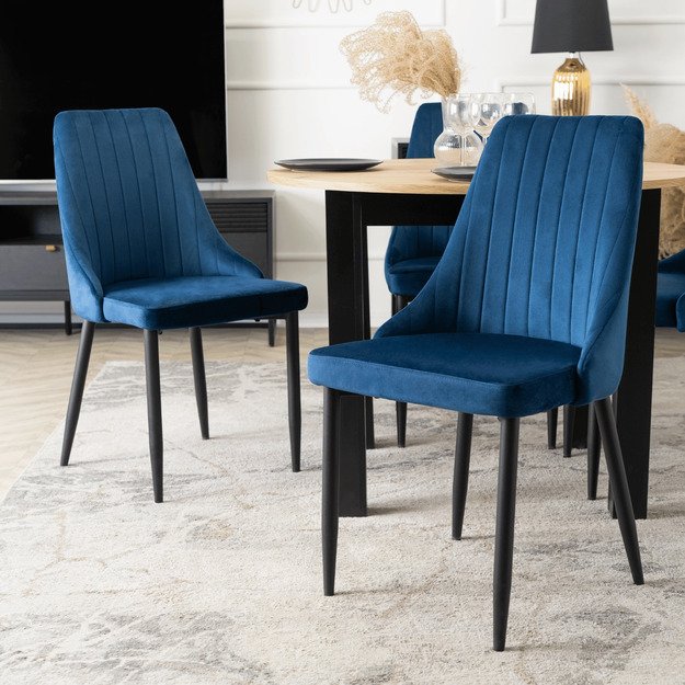 Baris BARI mėlynas aksomo modernus apmuštas valgomojo krėslas 1