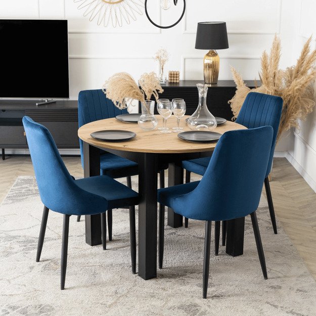 Baris BARI mėlynas aksomo modernus apmuštas valgomojo krėslas 2