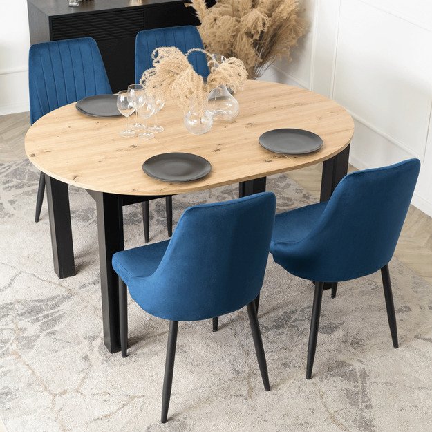 Baris BARI mėlynas aksomo modernus apmuštas valgomojo krėslas 5