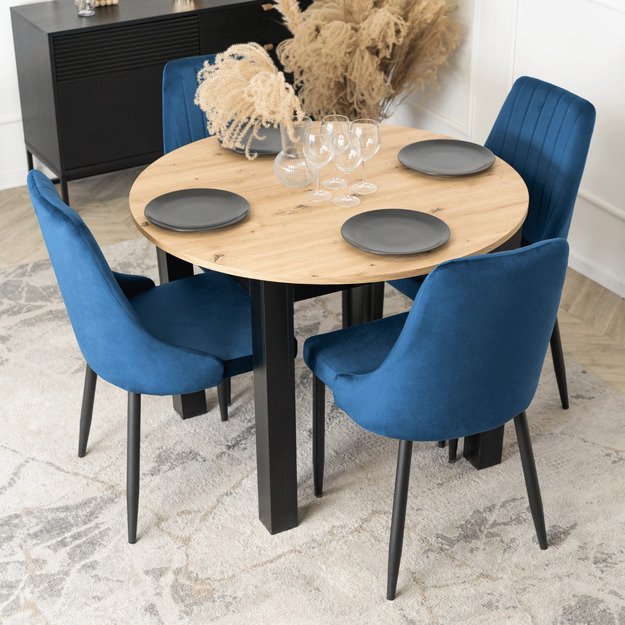 Baris BARI mėlynas aksomo modernus apmuštas valgomojo krėslas 3