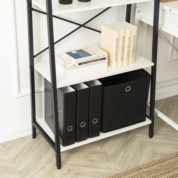 Gia GIA atvira lentyna knygoms ir žaislams svetainei, balta/juoda, modernus industrinis 2