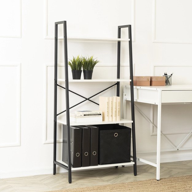 Gia GIA atvira lentyna knygoms ir žaislams svetainei, balta/juoda, modernus industrinis