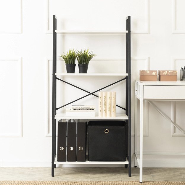 Gia GIA atvira lentyna knygoms ir žaislams svetainei, balta/juoda, modernus industrinis 1