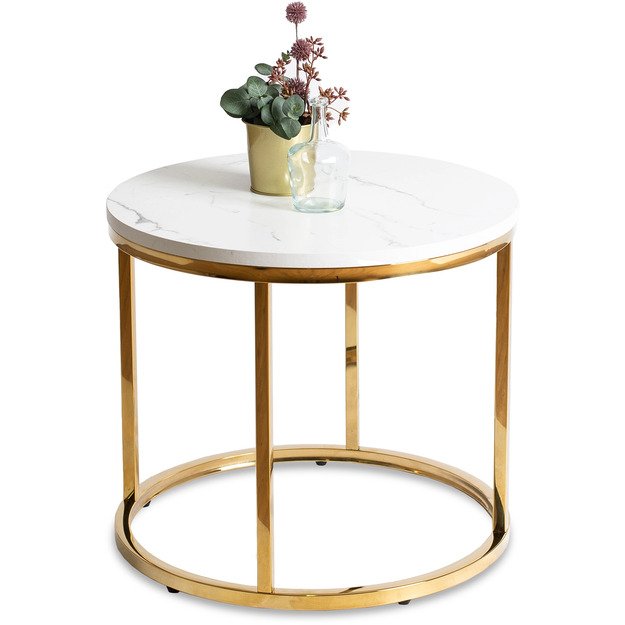 Uola CLIFF kavos staliukas, 53 cm, baltas marmuras/auksas, modernus žavesys 5