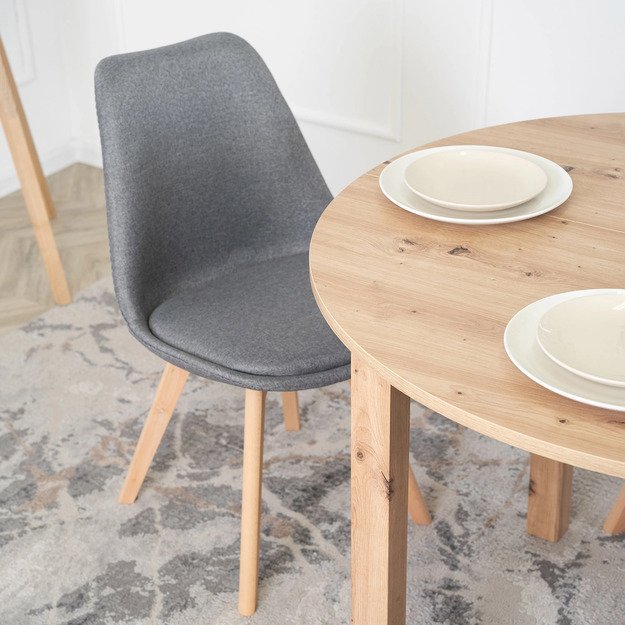 Nevelis NEVEL apmuštas valgomojo krėslas, pilkas, skandinaviško stiliaus 3