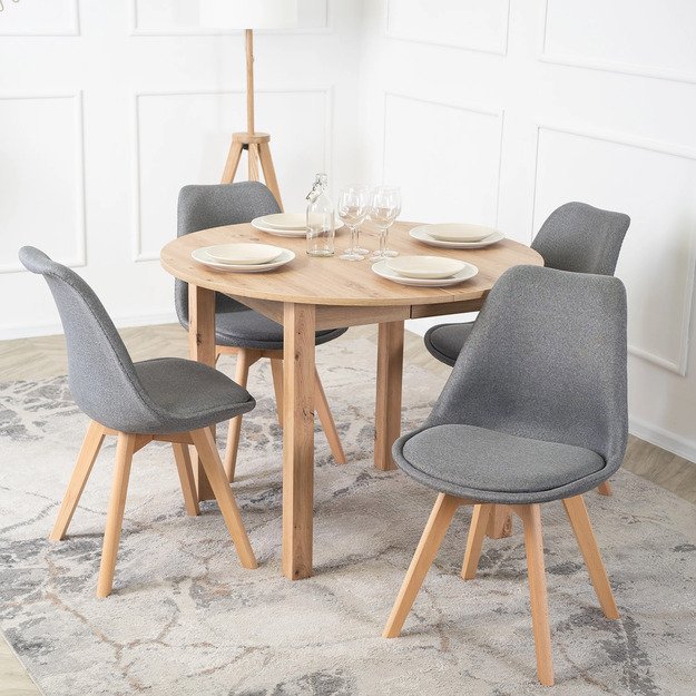 Nevelis NEVEL apmuštas valgomojo krėslas, pilkas, skandinaviško stiliaus 9