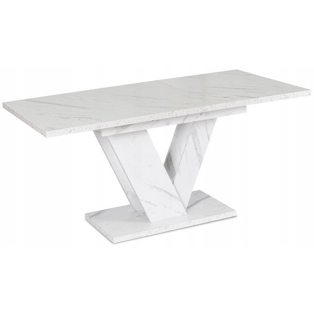Clarkas CLARK stačiakampis ištraukiamas stalas, 120–160 cm, baltas marmuras, glamūringas 8