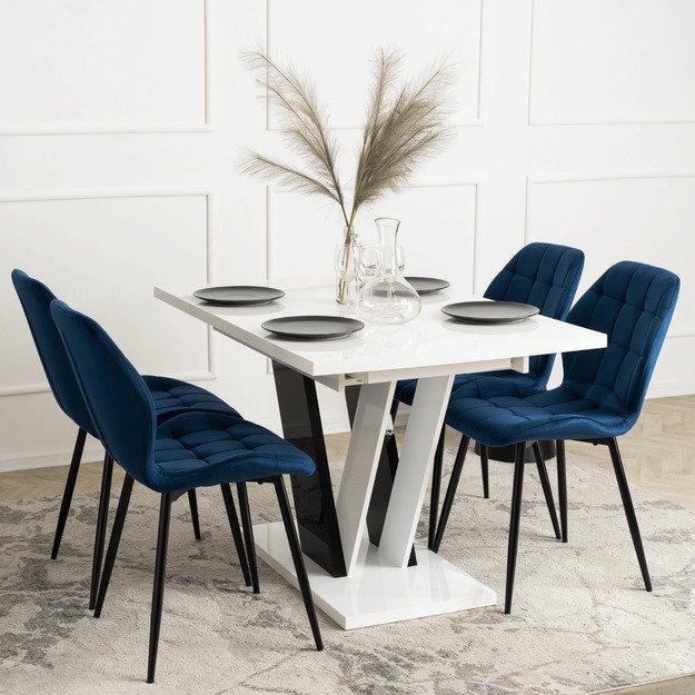 LUCKY tamsiai mėlyna aksominė kėdė 3