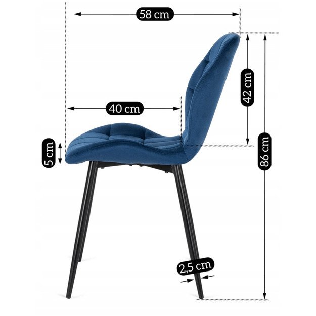 LUCKY tamsiai mėlyna aksominė kėdė 10