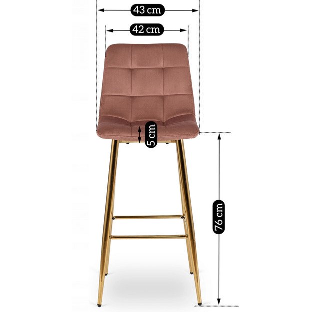 Arielė Apmuštas baro kėdė ARIEL, rožinis aksomas, modernus žavesys 6