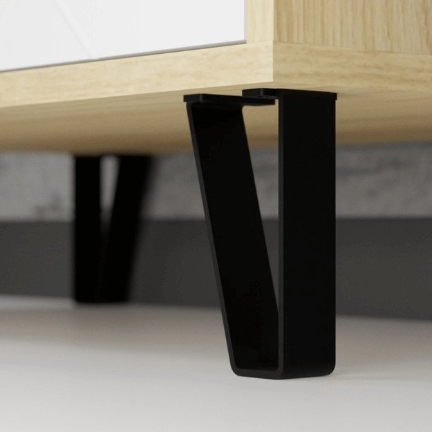 Bacardi BACARDI Artisan ąžuolo/baltos spalvos knygų lentyna su stalčiais moderniai svetainei 4