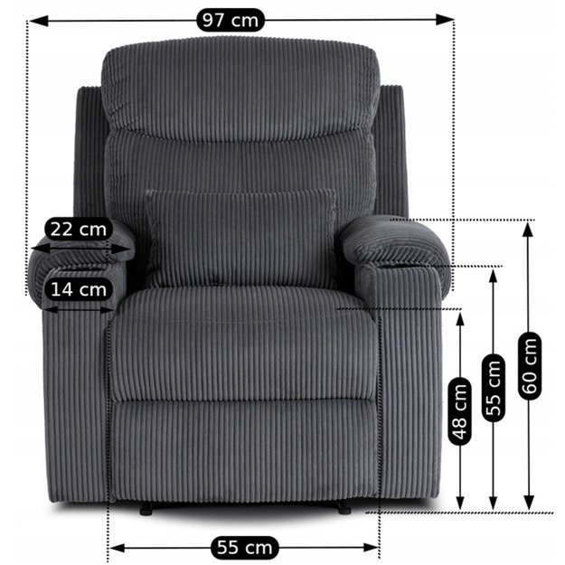 Torresas TORRES pilkas velveto modernus atlošiamas fotelis su pakoja 15