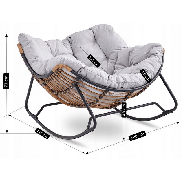 Eltonas ELTON sodo supamoji kėdė su rogutėmis, moderni pilka 5