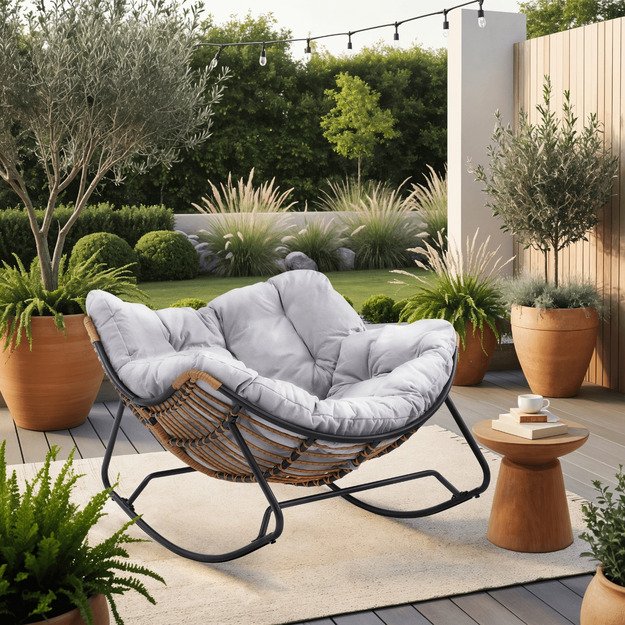 Eltonas ELTON sodo supamoji kėdė su rogutėmis, moderni pilka