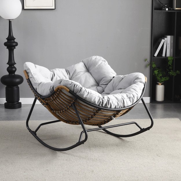 Eltonas ELTON sodo supamoji kėdė su rogutėmis, moderni pilka 1