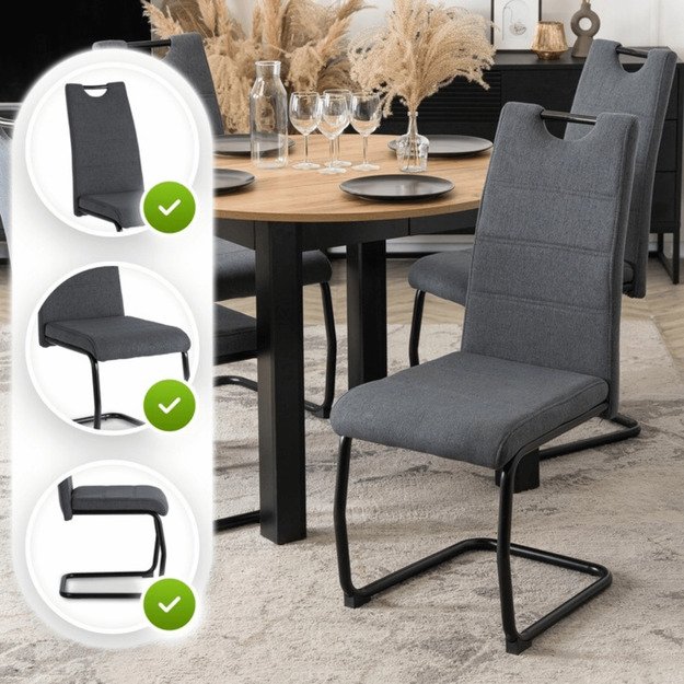 Lopezas LOPEZ minkštas krėslas, pilkas, su konsole, modernus 1