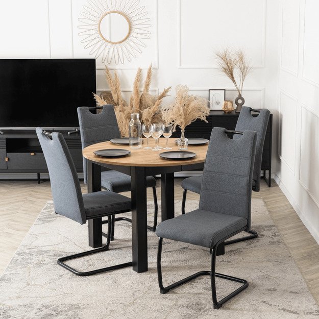 Lopezas LOPEZ minkštas krėslas, pilkas, su konsole, modernus