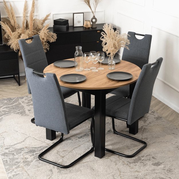 Lopezas LOPEZ minkštas krėslas, pilkas, su konsole, modernus 3